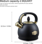 Load image into Gallery viewer, Stove Top Whistling Tea Kettle- Stainless Steel Teakettle Teapot with Ergonomic Handle 2.6 Quart(Black)