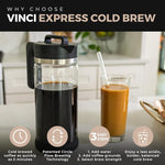 Load image into Gallery viewer, VINCI Express Cold Brew, Electric Cold Brew Coffee Maker in 10 minutes, 4 Brew Strength Settings &amp; Cleaning Cycle, Easy to Use &amp; Clean, Glass Carafe 1.4 Liters Push Button Control