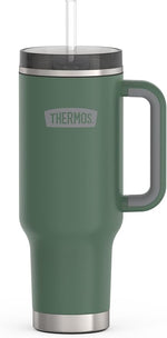Load image into Gallery viewer, THERMOS Stainless Steel Cup Holder Mug - 40 Ounce, Alpine Green - Insulated Tumbler with Lid and Straw, Plus Leak-Resistant Slide Lock