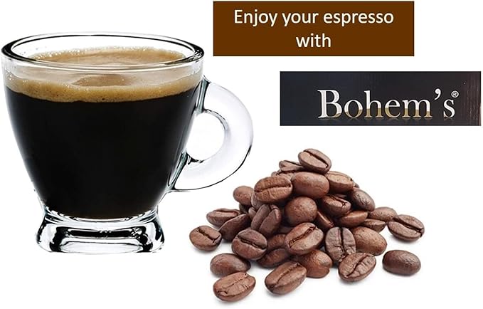 BOHEM'S Espresso Cups, 3.2 oz Small Demitasse Clear Glass Espresso Drinkware, Set of 4, Espresso Shot Glasses, Clear Expresso Coffee Cups, Tazas de Cafe Expreso