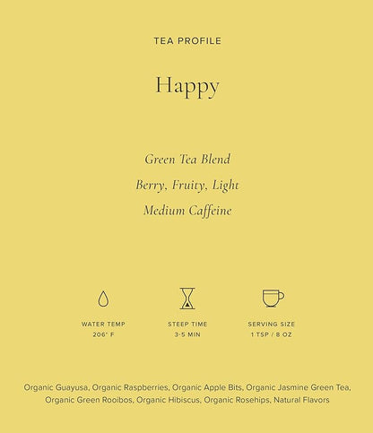 Art of Tea | Organic Happy Tea | Organic Green Tea | 12 Eco Friendly Pyramid Tea Bags Sachet |