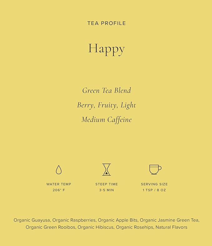 Art of Tea | Organic Happy Tea | Organic Green Tea | 12 Eco Friendly Pyramid Tea Bags Sachet |