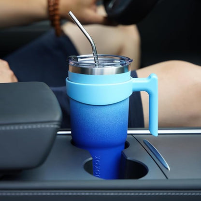 BJPKPK Tumbler With Handle 40 oz Tumbler With Lid And Straw Reusable Stainless Steel Insulated Travel Coffee Cups,Sky