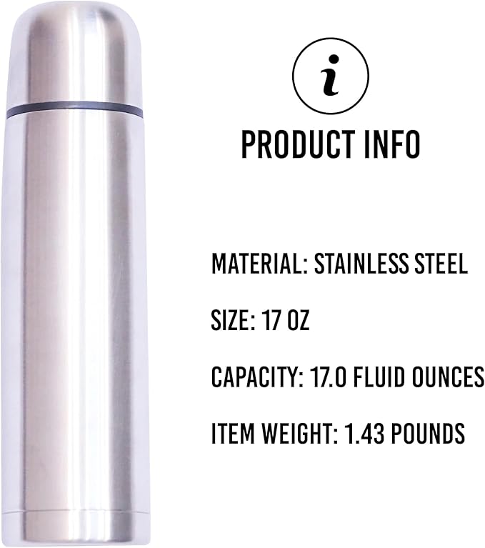 Best Stainless Steel Coffee Thermo | BPA Free & Triple Wall Insulated | Hot Water & Cold Drinks for Hours | Perfect for Biking, Backpack, Camping, Office | Fits Most Car Cupholders (500 ML)