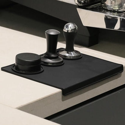 Espresso Tamping Mat, Silicone Coffee Tamping Mat with Three Grooved Sections Suitable for 51mm Tamper and Coffee Distributor, Espresso Accessories Tool for Baristas, Black