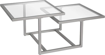 Henn&Hart 43" Wide Square Coffee Table in Nickel, Modern coffee tables for living room, studio apartment essentials