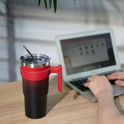 BJPKPK 30 oz Tumbler With Handle And Straw Stainless Steel Insulated Tumbler Cups For Water Or Ice Coffee,Blood Moon