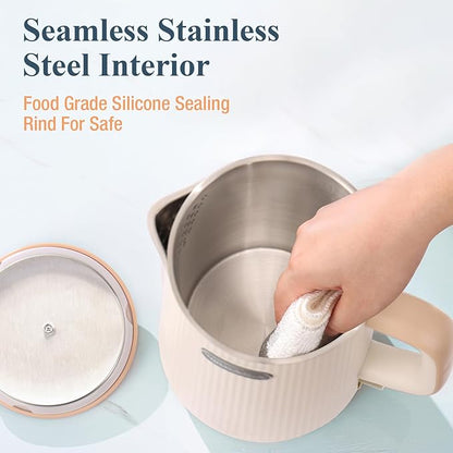 Nueve&Five 1.7L (57oz) Large Electric Kettle Perfect for 7+Cups of Tea and Coffee,2 quarts Double Wall Big Electric Tea Kettle,Auto Shut Off,1200W Hot Water Kettle Electric -Cream White