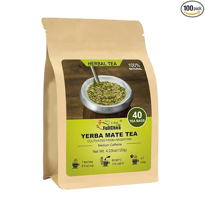 FullChea - Yerba Mate Tea Bag, 40 Teabags, 3g/bag - Unsmoked, Cultivated From Argentina - Rich In Antioxidants And Plant Nutrients