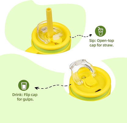 18 oz Tumbler with Side Handle, Insulated Water Bottle with Straw and 2 in 1 Lid, Stainless Steel Cup Travel Coffee Mug for Sports Office Gym,Lime