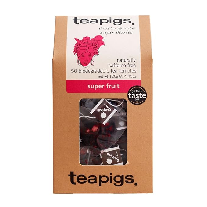 Teapigs Super Fruit Tea Bags Made With Whole Fruit, caffeine-free, natural ingredients (1 Pack of 50 Teabags)