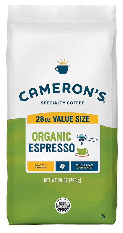 Cameron's Coffee Roasted Whole Bean Coffee, Organic Espresso, 28 Ounce