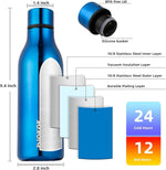 Load image into Gallery viewer, BJPKPK Insulated Water Bottles, 18 oz Stainless Steel Metal Water Bottle with Strap, BPA Free Leak Proof Jugs, Mugs, Flasks, Reusable Thermal Flasks for Sports &amp; Travel, Shining Blue