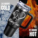 Load image into Gallery viewer, Personalized 40 Oz Tumbler with Handle, Custom Tumbler With Name - Lid and Straw, Stainless Steel Coffee Tumbler Travel Coffee Mug Cup, Personalized Gift for Women Men Birthday