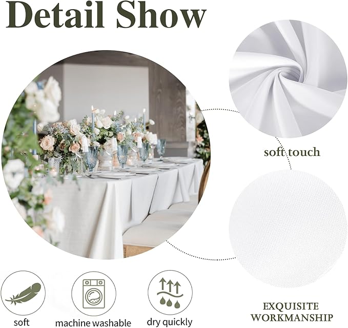 10 Pack Tablecloth Party, 60 x 102 Inch Polyester Rectangle Table Cloth, Wrinkle Resistant Washable Table Cover for Dining Table, Buffet Parties and Camping