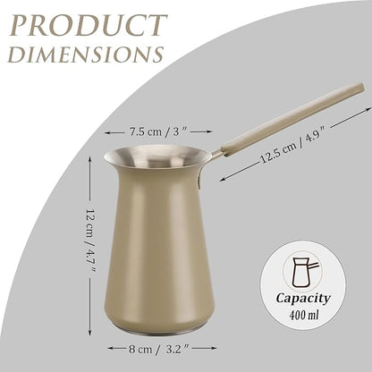 Turkish Coffee Pot - Coffee Maker, Briki Greek Turkish Pot, Arabic Tea Pot, Cezve/Ibrik Coffee Pot for Stovetop(400 ml,Serves 5)