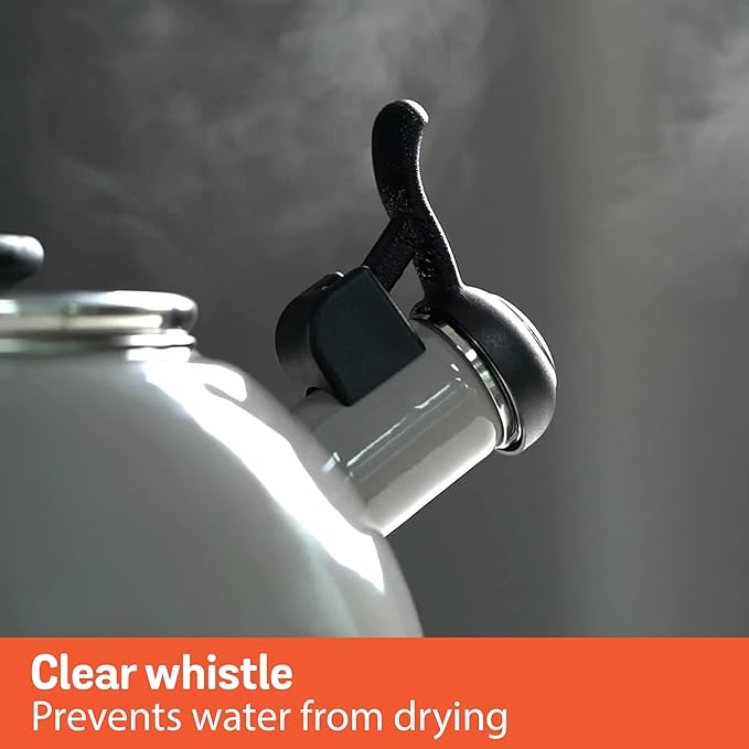 Circulon Enamel on Steel Whistling Teakettle/Teapot With Flip-Up Spout, 2 Quart - Gray