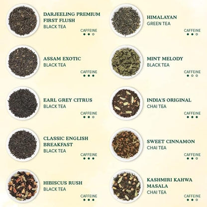 VAHDAM, World Top 20 Tea Sampler - Black, Green, Chai, Herbal & More | Assorted Loose Leaf Gift Set Variety Pack | Tea Gift Ideas for Women & Men