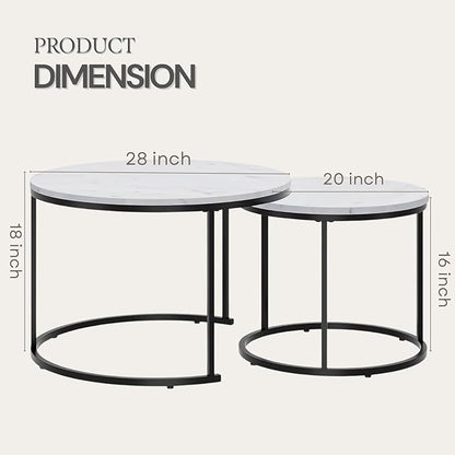 Round Coffee Table, Circle Nesting Coffee Tables for Living Room, Small Dining Center Space Saving Living Room Small Tables, Modern Center Table Dining,Modern Home Furniture White