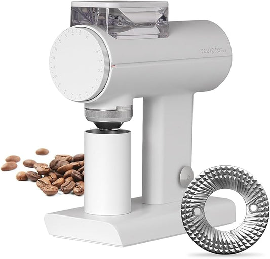 TIMEMORE Sculptor 078 Turbo Burr Coffee Bean Grinder, Electric Grinder with Stepless Coarseness Adjustment, Only Suitable for Pour over - White