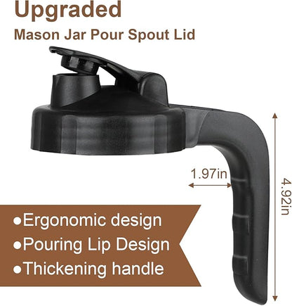 Cold Brew Coffee Maker Pitcher, 64 Oz Heavy Duty Glass Mason Jar Pitcher with V-shaped Pour Spout Handle Lid,Stainless Steel Filter for Iced Coffee,Iced tea,Fruit Drinks,lemonade - Black