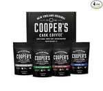 Load image into Gallery viewer, Bourbon &amp; Whiskey Barrel Aged Coffee Box Set - 4-Bag Roasted Coffee Sampler - Bourbon Colombian, Malt Whiskey Sumatra, Rye Whiskey Ethiopian, Rum Barrel Rwanda, (Ground, 4 Ounce (Pack of 4))