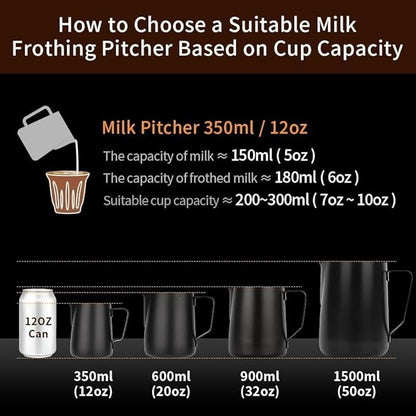 watchget Milk Frothing Pitcher 32oz/900ml - Stainless Steel Frothing Pitcher Espresso Steaming Pitcher Coffee Frother Cup Cappuccino Latte Art Coffee Machine Accessories Milk Jug, Creamy White