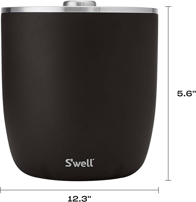 S'well Stainless Steel Ice Bucket XL, 100oz, Onyx, Includes Lid And Scoop, Triple Layered Vacuum Insulated Container Keeps Ice Colder for Longer, BPA Free Barware