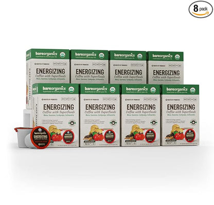 BareOrganics Energizing Coffee Single Serve 96ct Bulk Pack