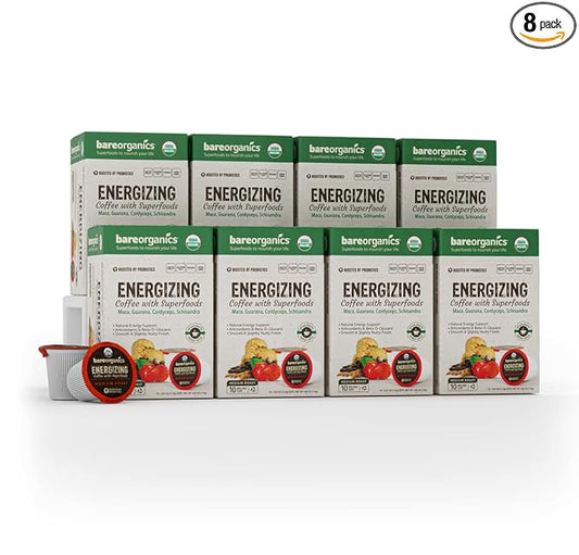 BareOrganics Energizing Coffee Single Serve 96ct Bulk Pack