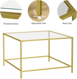Load image into Gallery viewer, Glass Coffee Table, Modern Rectangular Coffee Table for Living Room, Minimalist Center Tea Table with Sturdy Metal Frame for Apartment, Office, Easy Assembly, 23.6 x 19.7 x 17.7 Inches, Golden