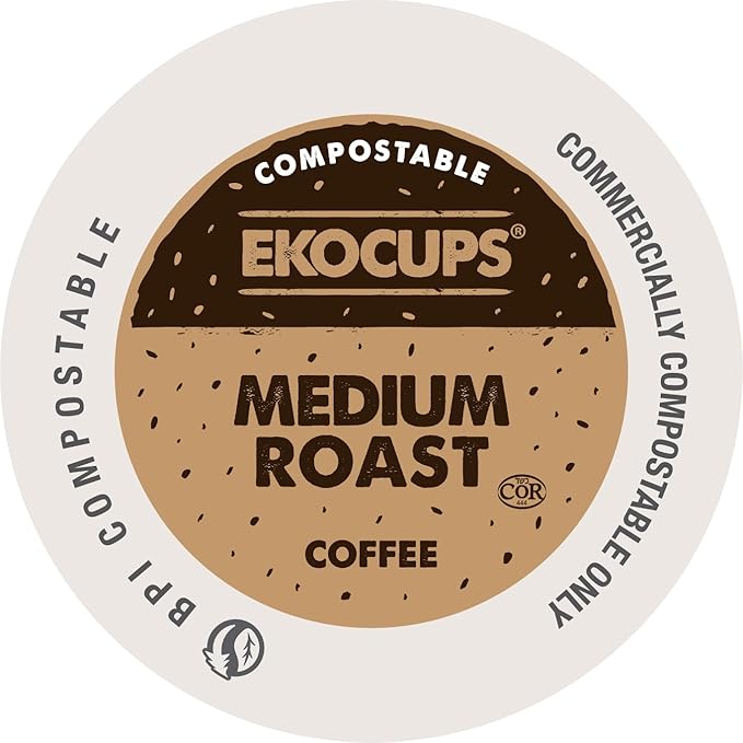 Ekocups Medium Roast Coffee Pods – 80 Count – Compostable, Plant-Based & Freshness-Sealed – French Press-Quality Brew – K-Cup Brewer Compatible