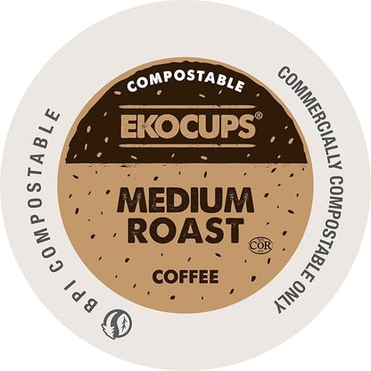 Ekocups Medium Roast Coffee Pods – 80 Count – Compostable, Plant-Based & Freshness-Sealed – French Press-Quality Brew – K-Cup Brewer Compatible