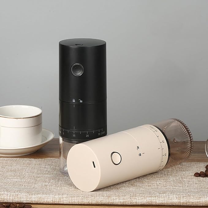 Portable Electric Burr Coffee Grinder with 38 Adjustable Grind Settings - USB Rechargeable Ceramic Core Conical Burr, Coffee Bean Grinder for Espresso, French Press, Travel, Camping, Home & Office Use