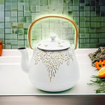 Load image into Gallery viewer, Tea Kettle, TOPTIER Japanese Cast Iron Teapot with Infuser for Loose Leaf and Tea Bags, Stovetop Safe Cast Iron Tea Kettle Coated with Enameled Interior for 40 oz (1200 ml), White