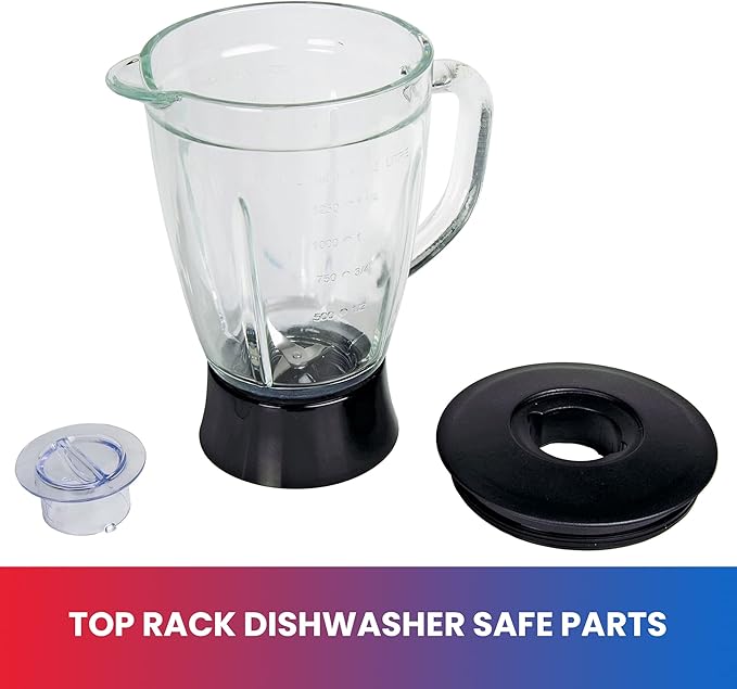 Total Chef Countertop Blender – Electric Mixer for Smoothies, Ice Crush & Pulse Function, Heavy Duty Glass Pitcher licuadora With 6 Speed, Kitchen Appliance, Dishwasher-Safe Jar, Black