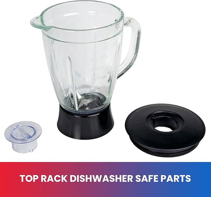 Total Chef Countertop Blender – Electric Mixer for Smoothies, Ice Crush & Pulse Function, Heavy Duty Glass Pitcher licuadora With 6 Speed, Kitchen Appliance, Dishwasher-Safe Jar, Black