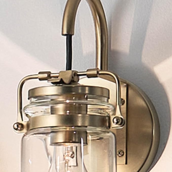 Kichler Brinley 11.5" Wall Sconce in Champagne Bronze, 1-Light, Vintage Wall Mount Light with Clear Glass, (11.5" H x 5" W), 45576CPZ