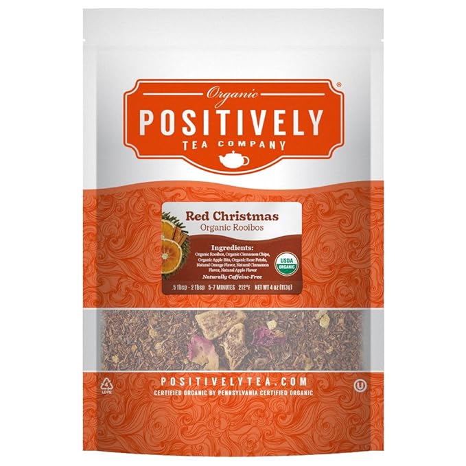 Organic Positively Tea Company, Red Christmas Rooibos Tea, Loose Leaf, 4 Ounce