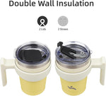 Load image into Gallery viewer, 10 oz Tumbler with Handle and 2 Straw 2 Lid, Insulated Water Bottle Stainless Steel Vacuum Cup Reusable Travel Mug,Lemon