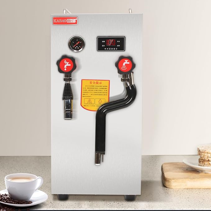 8L/2.1 Gallon Commercial Steam Milk Frother, Milk Steamer Machine with LED Display,Electric Coffee Foam Maker Frothing Machine for Coffee, Milk, Bubble Tea
