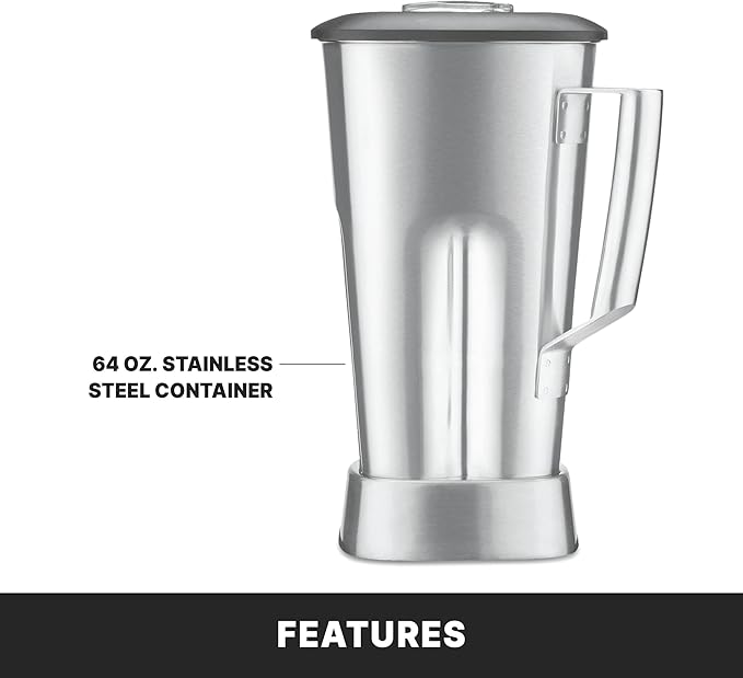 Waring Commercial MX1100XTS 3.5 HP Blender with Electronic Keypad, 30 Second Countdown Timer, Pulse Feature and a 64 oz Stainless Steel Container, 12-V, 5-15 Phase Plug