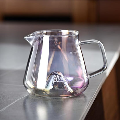 Bincoo Pour Over Coffee Maker Set with Dripper Size 01,Borosilicate Glass Coffee Server 400ML with Paper Filter,Pour Over Coffee Dripper Carafe for Home Cafe Restaurant Camping