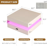 Load image into Gallery viewer, LED Coffee Table for Living Room - 2-Tier Modern High Gloss Square Table with Storage Drawers, 24-Color Adjustable Lights, Contemporary Wood Tea Tables for Home Office &amp; Waiting Room,White