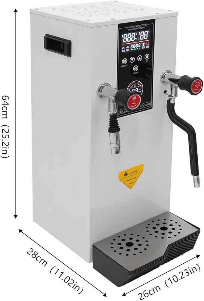 Commercial Milk Frother Automatic Steam Boiler Water Frothing Machine Electric Milk Foam Machine with LED Display 24H Timing Function for Coffee Tea Dessert Shop (12L-White)