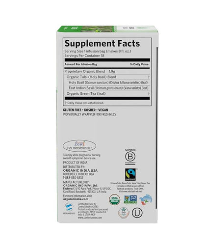 Organic India Energizing Tulsi Herbal Tea Favorites - Breakfast, Green, Moringa - Holy Basil, Adaptogen, Vegan, USDA Certified Organic, Non-GMO - 18 Infusion Bags per Box (Pack of 3)