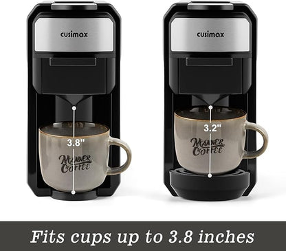 CUSIMAX Single Serve Coffee Machine for K Cup and Nespresso Pods, Fast Brew One Cup Coffee Maker, Customizable Brewing Sizes, Stainless Steel Espresso Machine with 20oz Remevable Water Tank