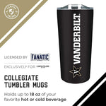 Load image into Gallery viewer, Campus Colors NCAA Stainless Steel Tumbler perfect for Gameday - 18 oz - Double Walled - Keeps Drinks Perfectly Insulated (Vanderbilt Commodores - Black)