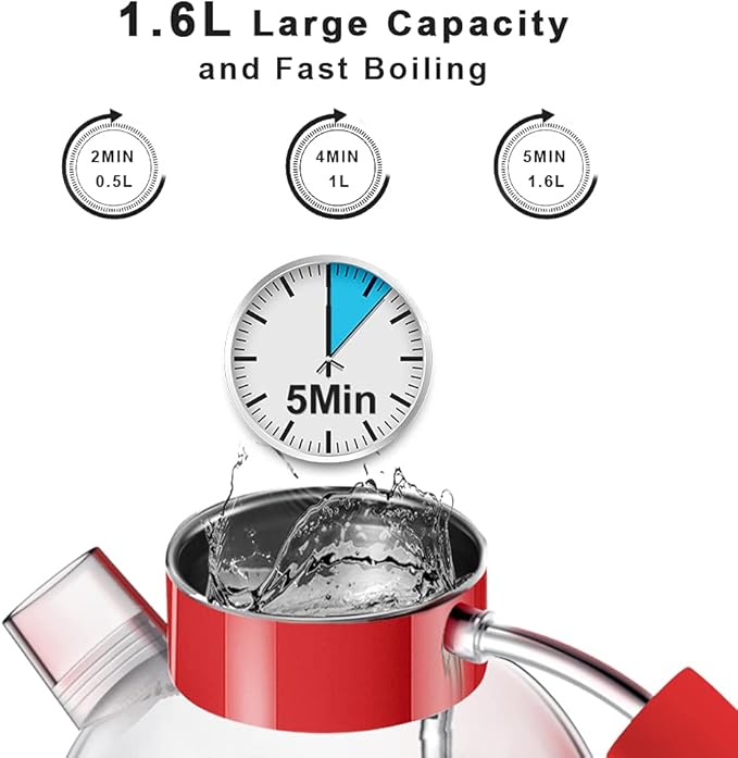 Electric Kettle ASCOT, Tea Kettle Hot Water Kettle Stainless Steel Kettle 1.6L 1500W Retro Tea Heater & Boiling Water, Auto Shut-Off and Boil-Dry Protection