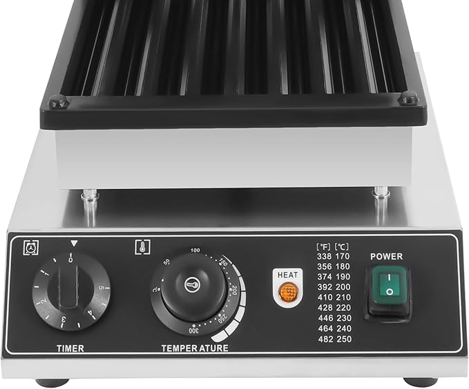110V Churro Maker Machine, Nonstick Commercial Churros Maker Makes 8 Waffles, Stainless Steel Electric Waffle Baker Machine, 1500W